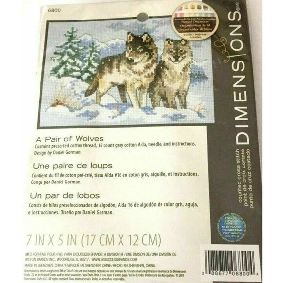 Cross Stitch Kit Dimensions A Pair Of Wolves Counted 6800 Winter Snow 7 x 5 AIDA - Picture 6 of 6